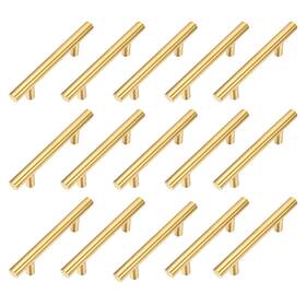 Kitmose 767353545717 15 Pack Brushed Gold Cabinet Pulls Stainless Steel T Bar Pull Handles Modern
