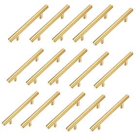 Ivus000624 Kitmose 15 Pack Cabinet Pulls Brushed Gold Stainless Steel T Bar Pull Handles For Fur
