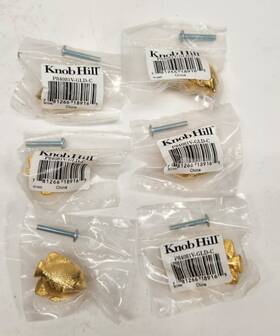 P84081v-gld-c Knob Hill Goldtone Metal Angel Fish 1 Inch Cabinet Drawer Knobs Pulls With Screws Set Of 6