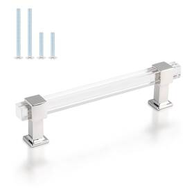 Hmpd3s05pc128-25pack Knobelite 25-pack 5 Inch Chrome Cabinet Handles Square Acrylic Modern