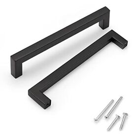 Knobwell 25 Pack Black Stainless Steel Cabinet Pulls Euro Style Drawer