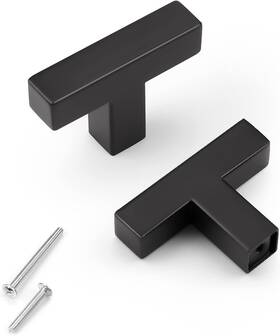 43398-33010 Knobwell 6 Pack Black Drawer Knobs And Pulls T Bar Matte Cabinet D