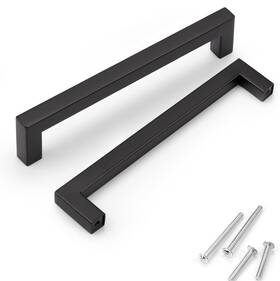 Knobwell 715020704660 15 Pack 6-3/10 Inch Matte Black Stainless Steel Cabinet Handles Modern Drawer Pulls