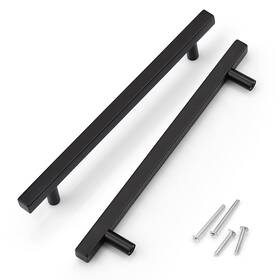 Knobwell 715624712696 20 Pack 7-1/2 Inch Matte Black Cabinet Handles Stainless Steel Modern Drawer Pull