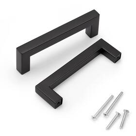 Knobwell 715668039674 6 Pack 4 Inch Black Kitchen Cabinet Stainless Steel Cupboard Door H