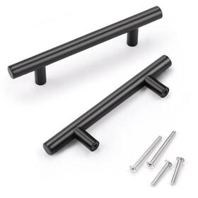 Knobwell 715668040878 12 Pack 3-1/2 Inch Matte Black Cabinet Pulls T Bar Handles For Kitchen Cab