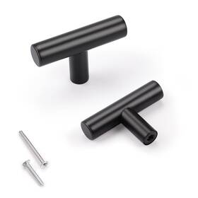 Knobwell 715668791138 30 Pack Black Cabinet Knobs T-shape Single Hole 2 Inch 50mm Matte