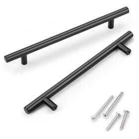 Knobwell 717332391750 6 Pack 6-3/10 Inch Black Cabinet Pulls And Handles Matte Dresser Drawer Pu
