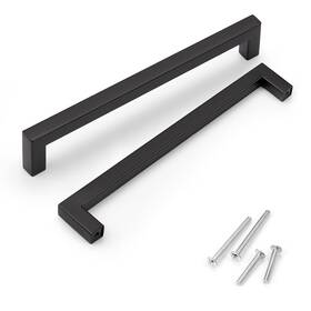 Knobwell 717332396441 6 Pack Matte Black Kitchen Cabinet Door Handles 7-9/16 Inch - T Bar Square Ki