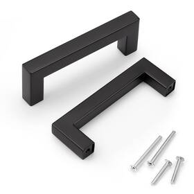 Jo-js12-bk-90-10pack Knobwell 10 Pack 3-1/2 Inch Hole Center Matte Black Cabinet Handles Modern Drawer Pulls S