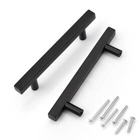 Lj-j16hbk-102-15pack Knobwell 15 Pack 4 In Matte Black Square Cabinet Pulls Modern Stainless Steel Kitchen