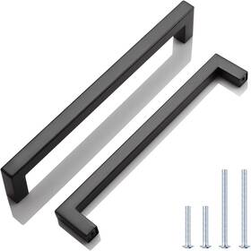 Zd-js12-bk-192-6pack Knobwell 6 Pack Matte Black Stainless Steel Kitchen Cabinet Door Handles - T Ba