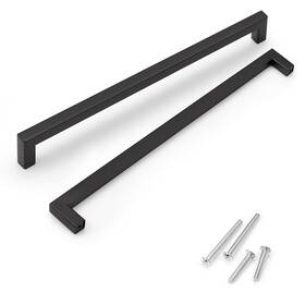 Zd-js12-bk-256-12pack Knobwell 12 Pack Modern Kitchen Cabinet Handles 10 Inch Euro Style Square Bl
