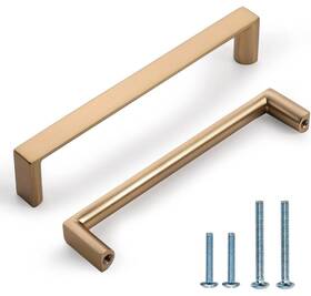 Kn1503tgp-128-6 Knocklock 6 Pack 5 Inch 128mm Cabinet Pulls Square Champagne Bronze Kitchen Handles