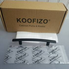 Koofizo 619197956856 Curved Bar Cabinet Pull - Black Furniture Arch Handle 3.8 Inch/96mm Scr