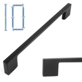 Koofizo 630282693784 Wide Foot Cabinet Bar Pull - Black Modern Solid Handle 6.3 Inch/160mm Screw