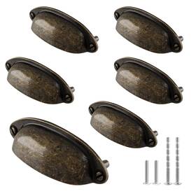 Kyu22101917 Kyuionty 6 Pack Yellow Bronze Drawer Pull Handle Knobs Metal Cup 3.5 Hole Centers