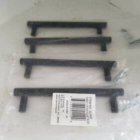 227445 L.g. Sourcing Rustic Drawer Cabinet Pulls Lot Of 4 Matte Black Bar 5 1/16 Inch New Nip