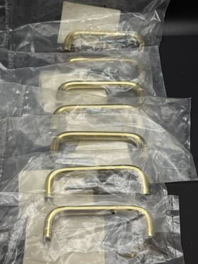L G Sourcing 654880010279 Lot Of 7 Polished Brass 3 Inch Wire Cabinet Drawer Pulls Handles Hardware Screws New