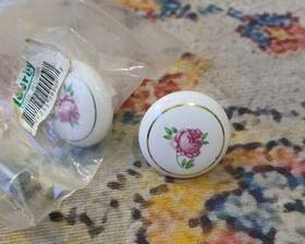 Laurey 722233999097 2vintage Porcelain Knobs Pulls Drawer Cabinet Door White Pink Rose Flower 1.25 Inch