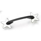 26668 Laurey Black Lot Satin Drawer 8 Nickel Leather Handles Pulls Stars Cabinet