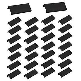 Lc Lictop 779584629753 80mm/3.15 Inch Black Mount Finger Edge Pull Concealed Handle For Home Kitchen Doo