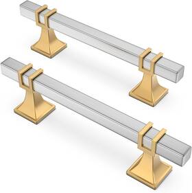 Lst19bss Lepatape Bb96-10 #units-mo 10 Pack 3-3/4 Inch Cabinet Pulls Brushed Nickel And Gold Handles Silver