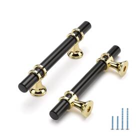 Ls6852bk Leulan Ls6852bk&gd76-10 #units-le 10 Pack Black Cabinet Handles 3 Inch And Gold Pulls Kitchen Dra