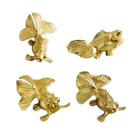 Lf00221 Lfwataxy 4pcs Solid Brass Goldfish Drawer Knobs Unique Cabinet Animal Kn