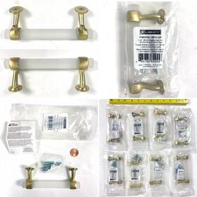 P39379c-bfg Liberty P39379c 8 Brushed Brass Frosted Glass Cabinet Drawer Pulls 3.75 Inch Lot