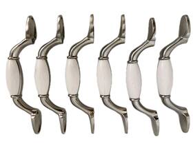P50011h-pbw-c5 Liberty White Ceramic Nickel 3 Inch Ctc Drawer Pulls 5 Spoon Foot Handle Lot Of 6