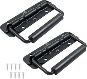 Lifcratms 445022959920 2pcs Black Spring Loaded Case Handles 304 Stainless Steel Surface Mou