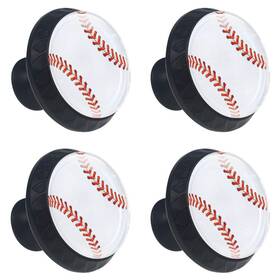 Lilibeely 932561718077 4 Pieces Set Cabinets Hardware Round Furniture Knobs Baseball Ball Illustrati