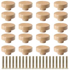 Gc22111609 Litoexpe 20 Pieces Wood Knobs Flat Top Round Cabinet 1-1/2 Inch Natural Wooden C