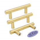 Ls201gd76-15units Goldenwarm Brushed Brass Cabinet Cupboard Drawer Door Handle 718924620081