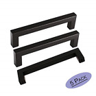 Lsj12bk128 Goldenwarm Black Square Bar Cabinet Pull Drawer Handle 786467821463