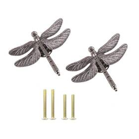 Luluxing 616814401799 2pcs Ancient Silver Dragonfly Designed Shape Dresser Knobs Drawer H