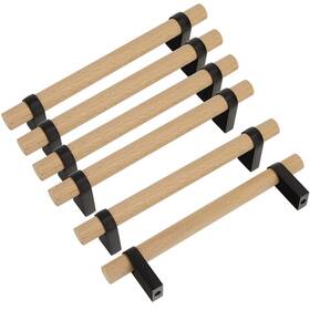 Luluxing 616814403779 6pcs Wood Cabinet Handles And Pulls 4.4 Inch Double 6 Pieces Brown