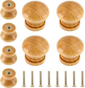 Luomorgo 744759794185 8 Pcs Natural Wood Dresser Knobs Round Wooden Cabinet Mushroom