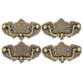 Lxz-nailu-pull2021-brs-m Lxz 772728174997 4 Pcs Vintage Antique Brass Bail Pull Handle For Wooden Drawer Cabinet Cupboa