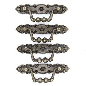 Lxz-platebailpull2021-brs Lxz 772728651498 4 Pcs Vintage Antique Brass Bail Pull - Drop Handle For Drawer Cabinet D