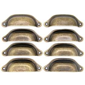 Lxz-shellpull202010-brs Lxz 779640915561 8 Pcs Vintage Style Seashell Shaped 3.9-in By 1.3-in Antique Bronze