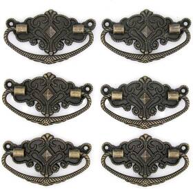 Embossbailpull202012-brs Lxz Amz#embossbailpull202012-brs 4 Pcs Vintage Antique Brass Bail Pull Handle For Wooden Medium