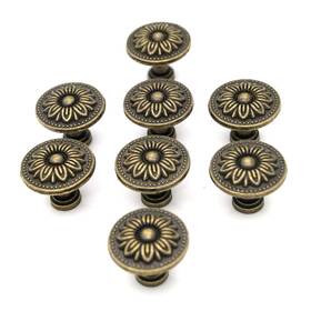 Brsknob202008-a Lxz Lxz#brsknob202008-a 8 Pcs Vintage Antique Brass Knobs Handles Pulls With Flower Pattern For C