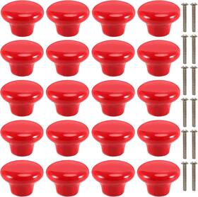 Mahiong 711181208399 20 Pack Red Ceramic Cabinet Knobs Vintage Round Door Drawer Pulls