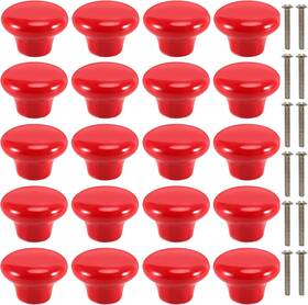 Mahiong 744358436134 20 Pack Red Ceramic Cabinet Knobs Vintage Round Door Drawer Pul