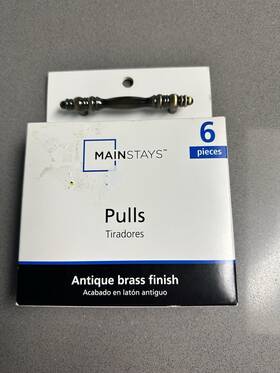 Mainstays 810090551036 Cabinet Drawer Pulls 6 Pack Antique Brass Finish 3 Inch Hardware New