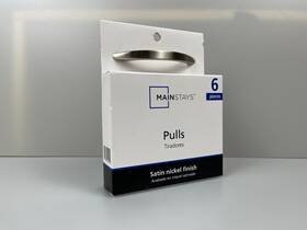 Chwm-pcu.49snpk6 Mainstays 3-3/4 Inch 96mm Curved Cabinet Pulls Satin Nickel 6-piece Set