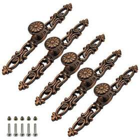 Mecion 779324652287 5pcs 6 Inch Antique Copper Cabinet Knobs With Plate Decorative Farmhouse Drawer D