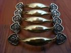 N18241 Metal 5 Pulls Handles Vintage Floral Cabinet Brass Cast Keeler